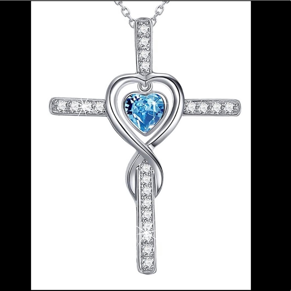 ✨SOLD✨Dorella March Birthstone Cross Necklace